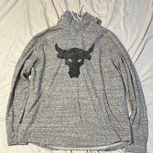 The Rock Under Armour Gray Hoodie with Bull Logo
